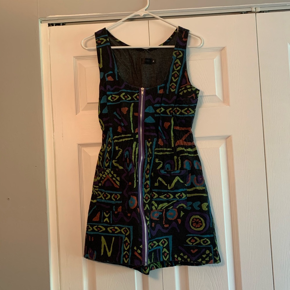 Jean Painted Zip Up Skater Dress